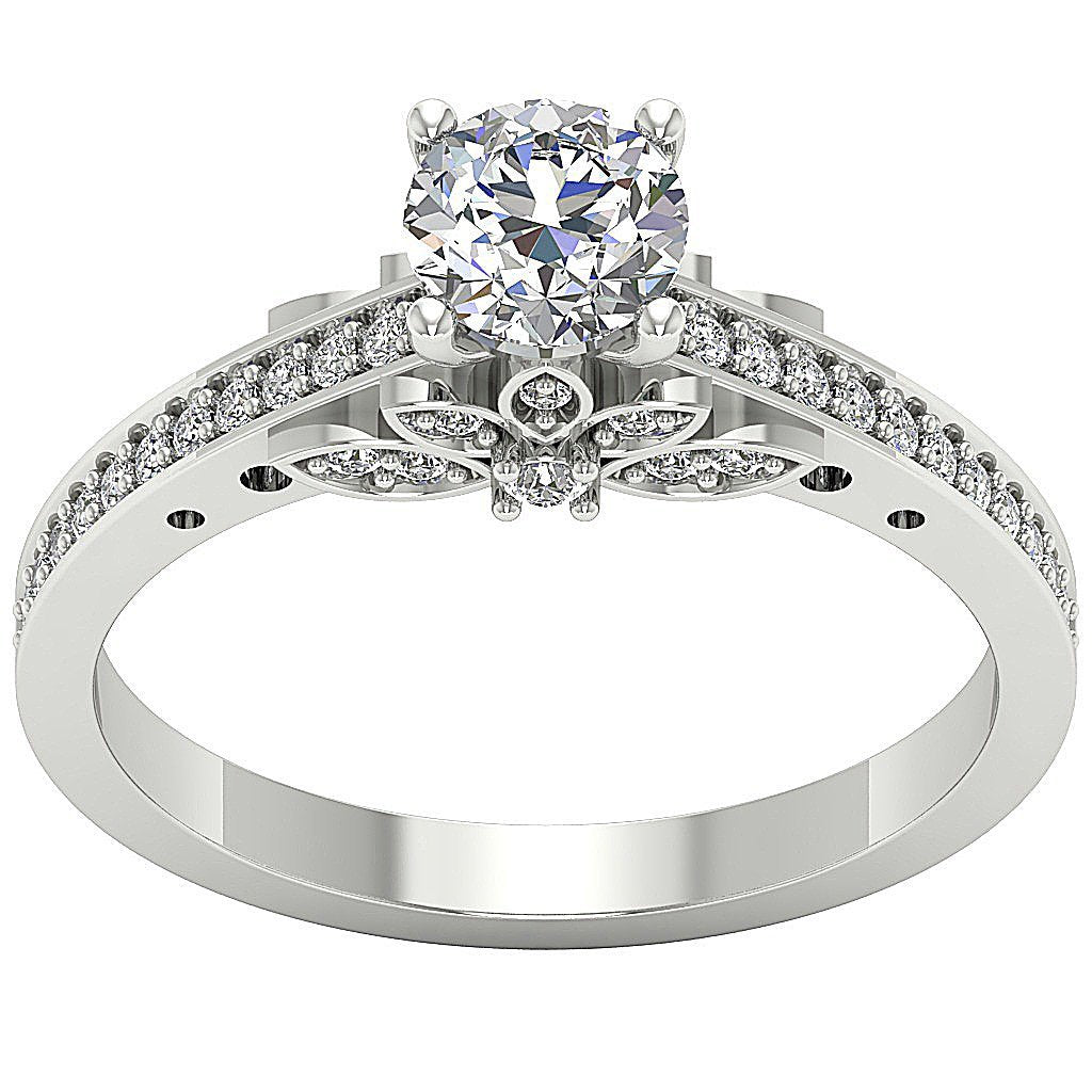 Accent With Solitaire Anniversary Natural Diamond Ring I1 G 1.10 Ct 14k Solid Gold