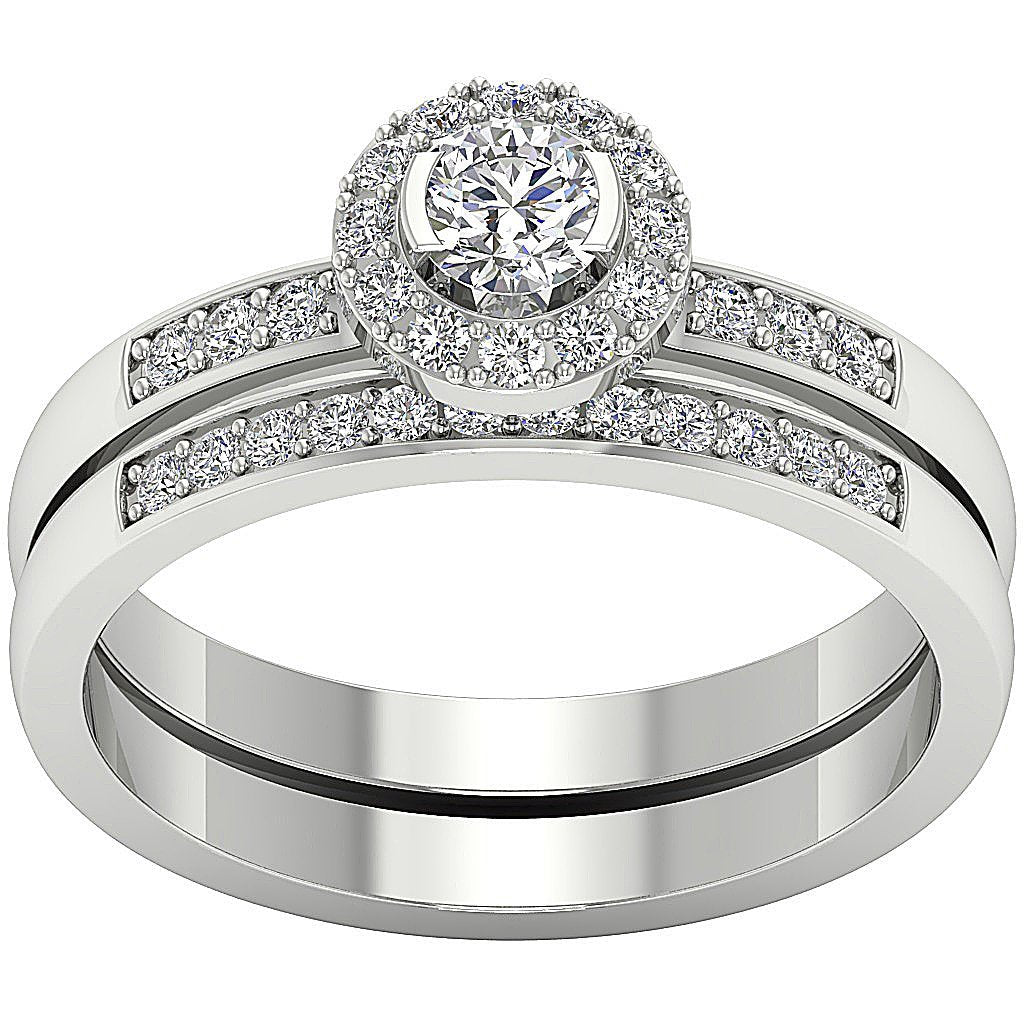 Designer Halo Engagement Ring Natural Diamond I1 G 0.85 Carat