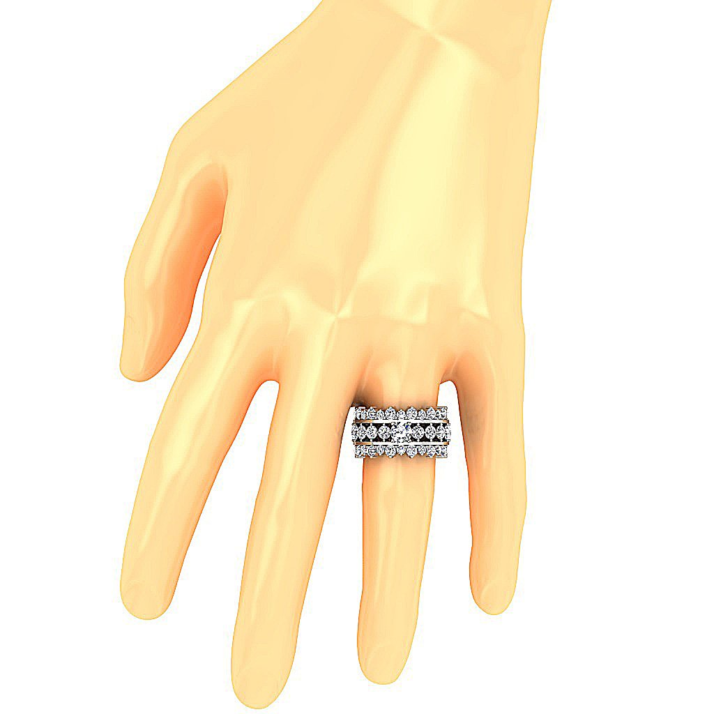 SI1 G 5.60 Ct Eternity Bridle Triple Band Ring Round Cut Diamond