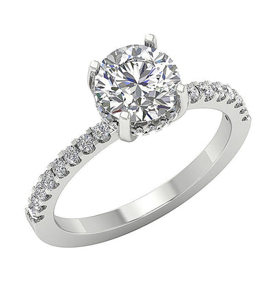 Accent Solitaire Wedding Round Cut Diamond Ring SI1 G 1.40 Ct 14k Solid Gold