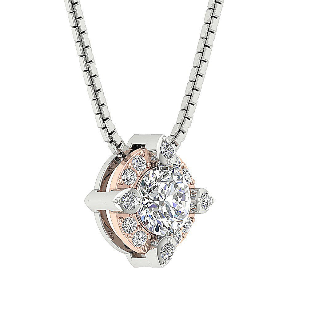 Halo Cluster Pendants 14k/18k Gold Natural Diamonds VS1/SI1/I1 G 0.65 Carat