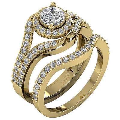 Designer Split Shank Halo Solitaire Wedding Ring SI1 G 1.70 Carat Natural Diamond