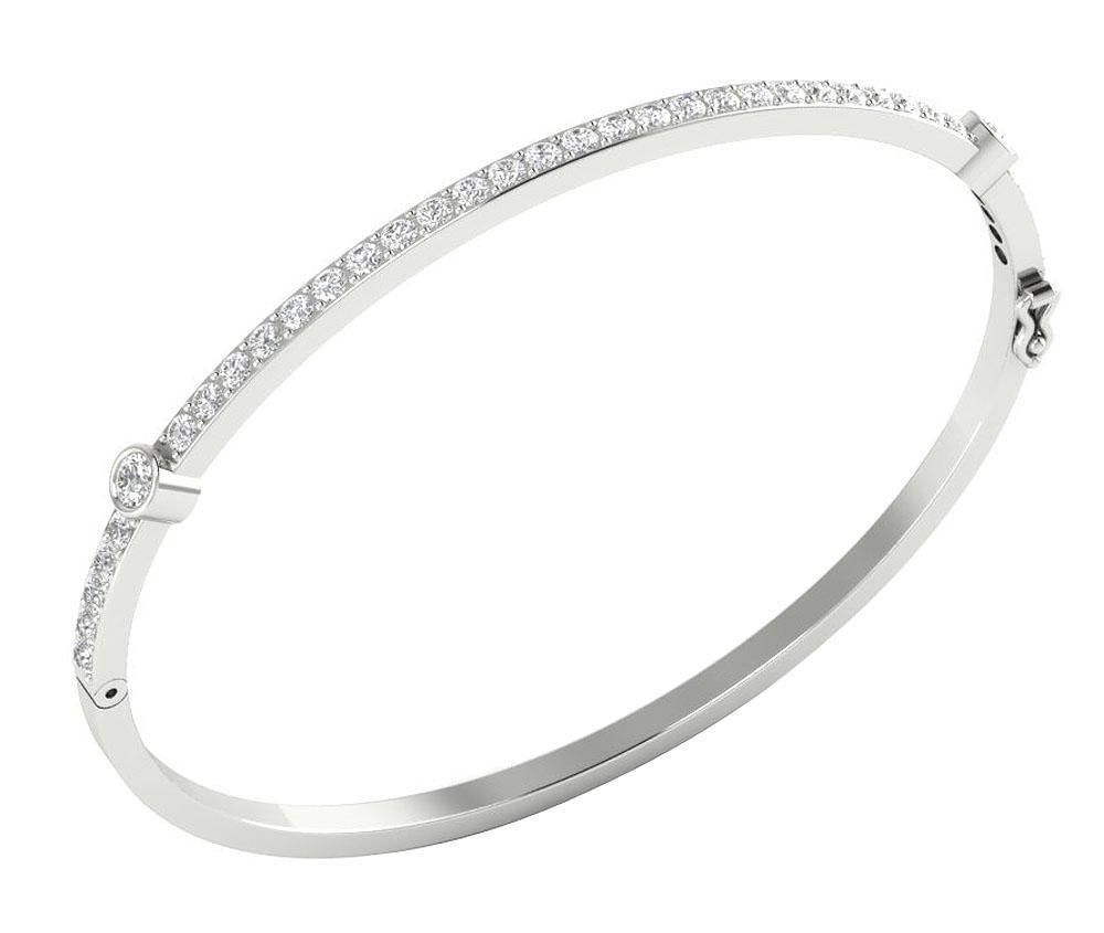 Diamond Bangles VVS1/VS1/SI1/I1 1.45Ct 14k/18k Solid Gold Natural Diamonds Prong & Bezel Set