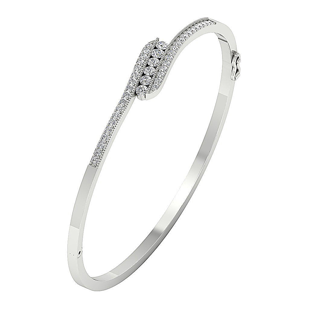 Round Diamonds Bangles Prong & Channel Set 14k/18k Solid Gold VVS1/VS1/SI1/I1 1.05Ct