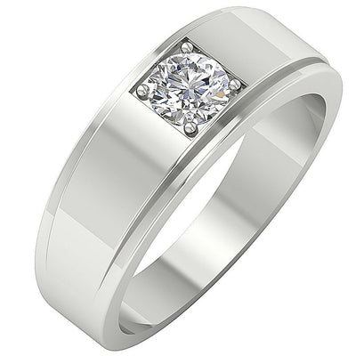 Natural Diamond Men Solitaire Engagement Ring 14k Solid Gold SI1/I1 G 0.50 Ct Prong Set 7.45 MM