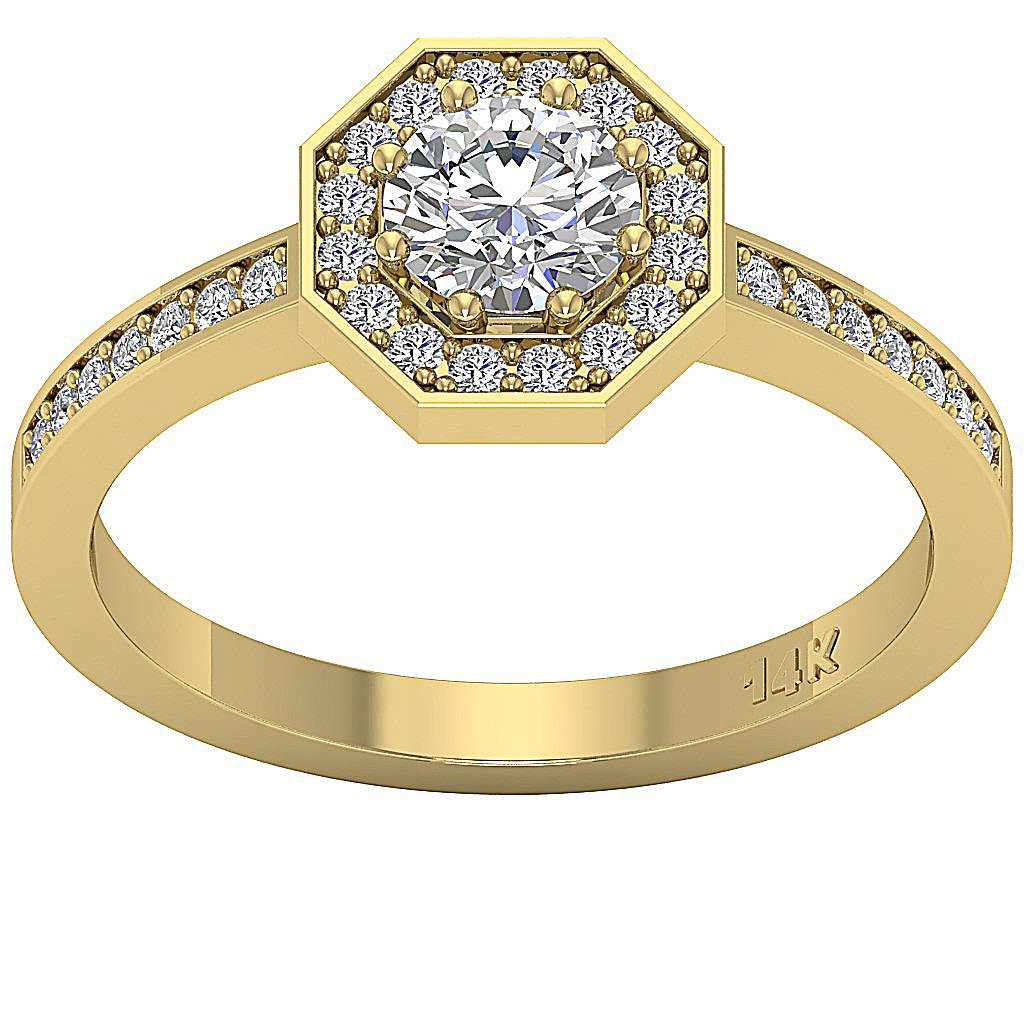 Prong Set SI1 G 0.80 Ct Halo Accent Solitaire Anniversary Ring Round Diamond 14k Rose Gold