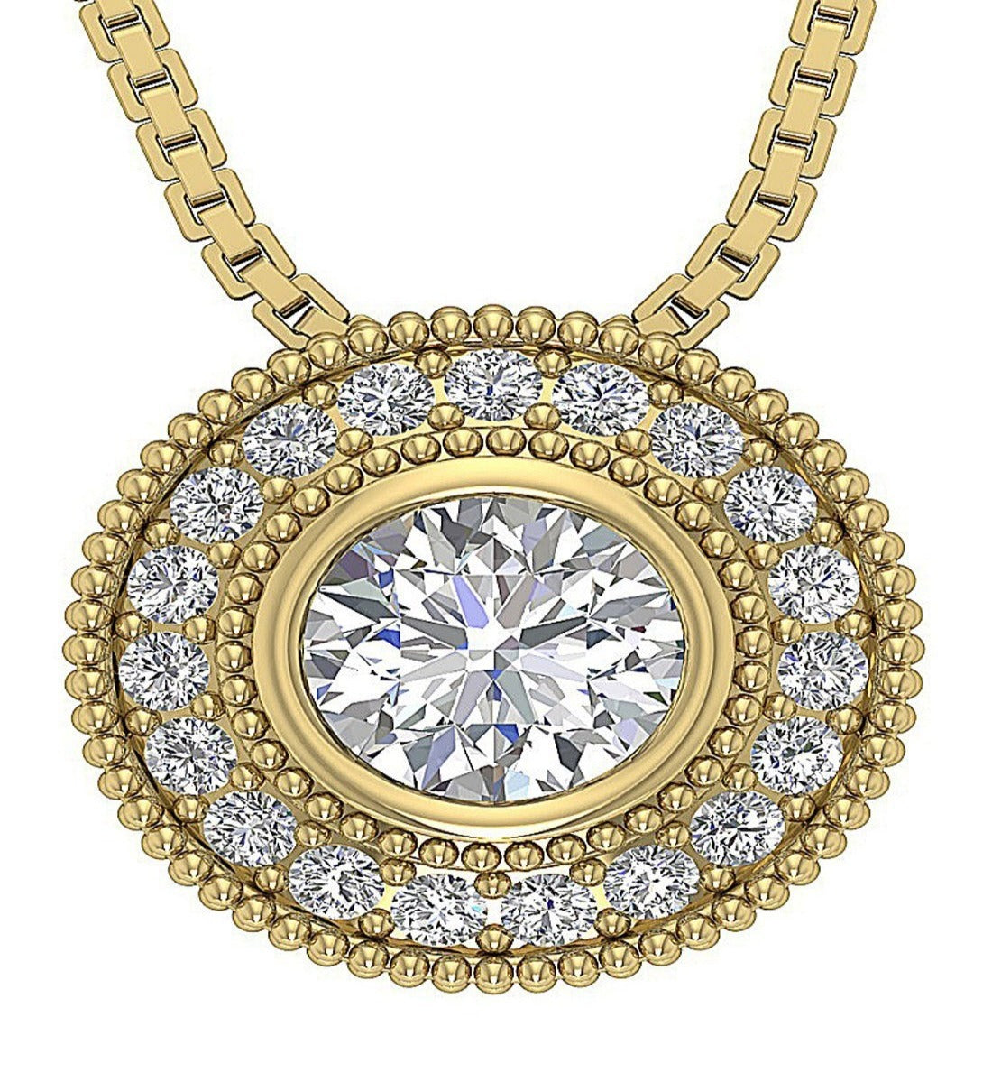 Halo Cluster Pendants Round Diamond Prong Bezel Set 14k/18k Solid White Gold I1/SI1 G 1.00 Carat