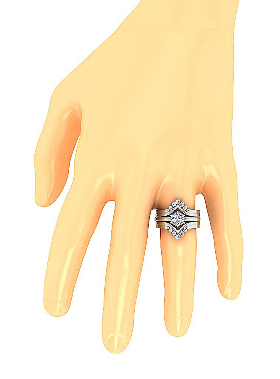 3 Piece Solitaire Engagement Wedding Ring Sets I1 G 1.60 Carat Genuine Diamond 14K White Gold