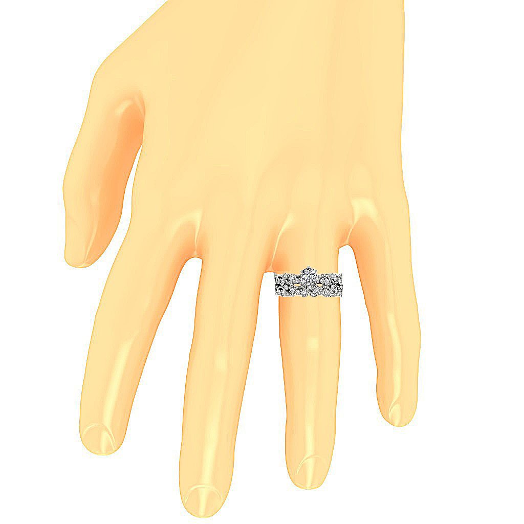 6 Prong Milgrain Solitaire Engagement Eternity Ring Wedding Band Set Gold I1 G 1.65 Ct Genuine Diamond