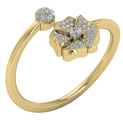 Open Flower Design Prong Set Wedding Ring I1 G 0.30 Ct 14k White Yellow Rose Gold