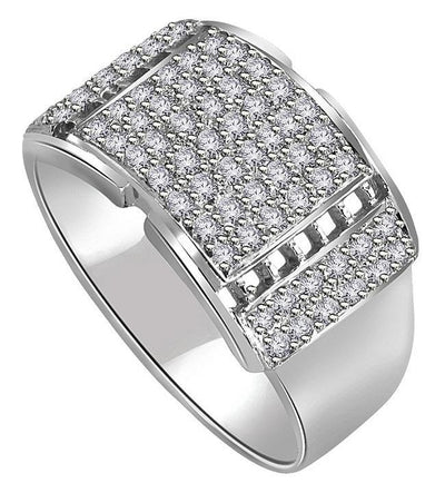 SI1/I1 G 0.70Ct 14k Solid Gold Natural Diamonds Mens Engagement Ring Pave Set Width 12.45MM