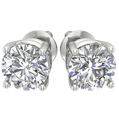 SI1 G 1.50 Ct Natural Diamond Platinum 4 Prong Set Solitaire Studs Earrings 5.80 mm