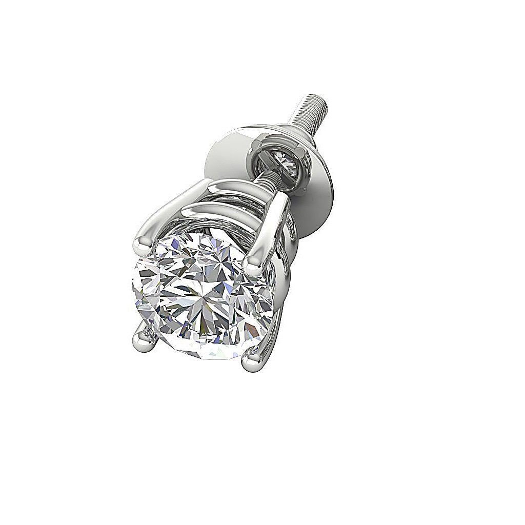 SI1 G 1.20 Ct Round Diamond 14k / 18k Solid Gold Solitaire Studs Earrings Set