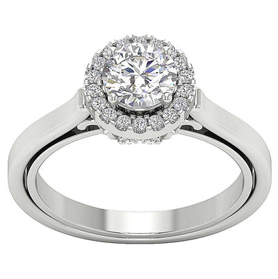 Solitaire Halo Engagement Wedding Ring I1 G 1.50 Carat Natural Diamond 14K Solid White Gold