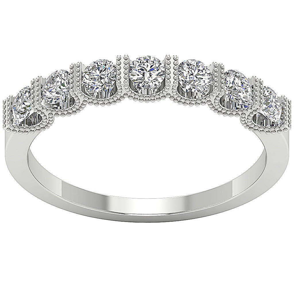 7 Stone Bar Set Anniversary Round Diamond I1 G 0.75 Carat 14K Solid Gold 3.35MM