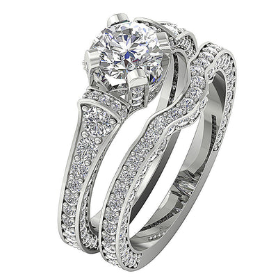 Solitaire Engagement And Wedding Band Sets I1 G 3.20 Ct Genuine Diamond 14K Gold