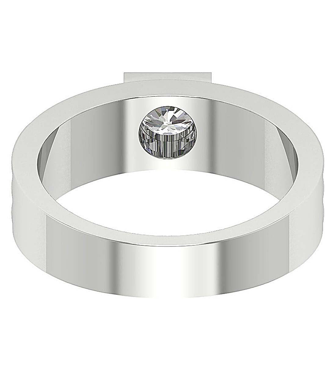 SI1/I1 G 0.75 Ct 14k White Gold Men Solitaire Anniversary Ring Round Diamond Prong Set 6.90 MM