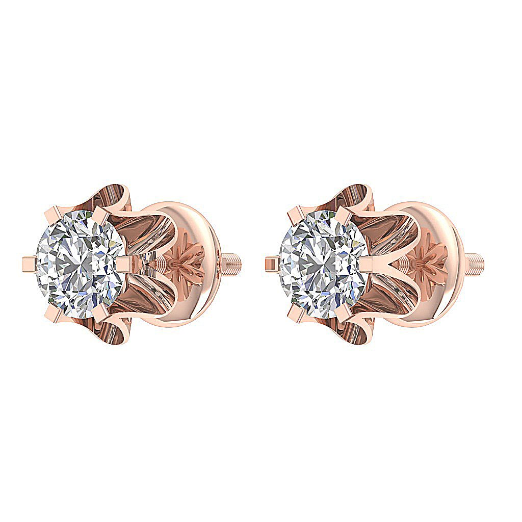 Natural Diamond Solitaire Studs Engagement Earrings SI1/I1 G 0.55 Ct 14k/18k White Gold Prong Set