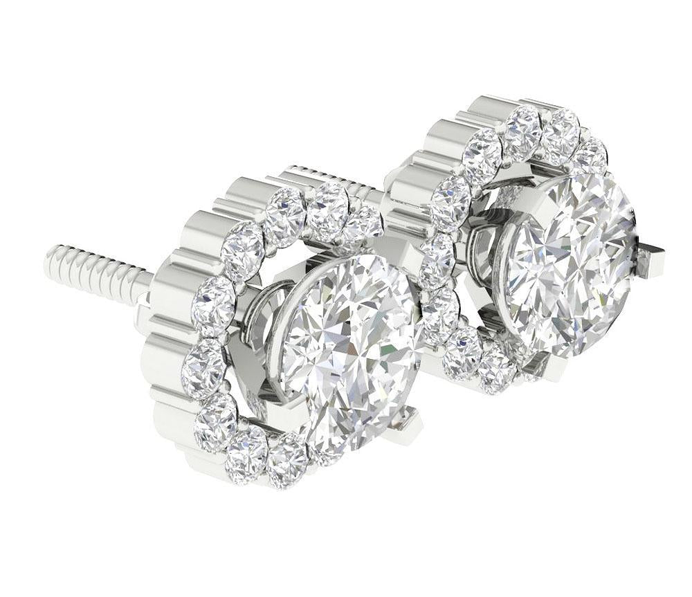 14k/18k Solid Gold Natural Diamonds SI1 G 1.45 Ct Removable Jacket Halo Studs Earrings Prong Set