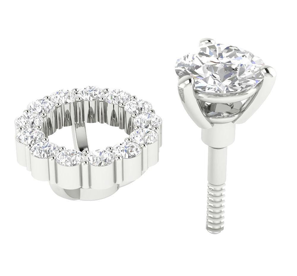 14k/18k Solid Gold Natural Diamonds SI1 G 1.45 Ct Removable Jacket Halo Studs Earrings Prong Set