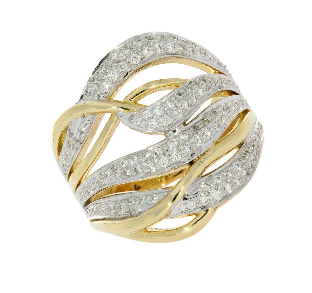 VVS1 E 0.75 Ct Designer Right Hand Anniversary Ring Round Diamond 14k Two tone Gold Pave Set