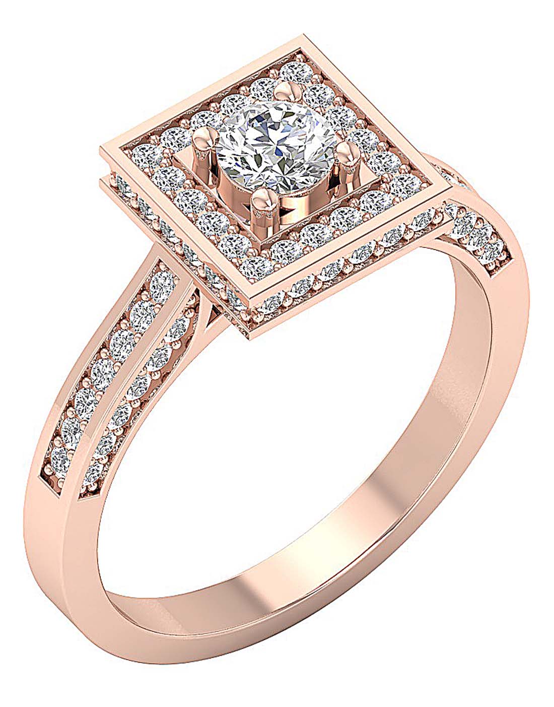 9.40 MM Square Halo Solitaire Anniversary Ring I1 G 1.20 Ct Round Diamond 14k White Gold