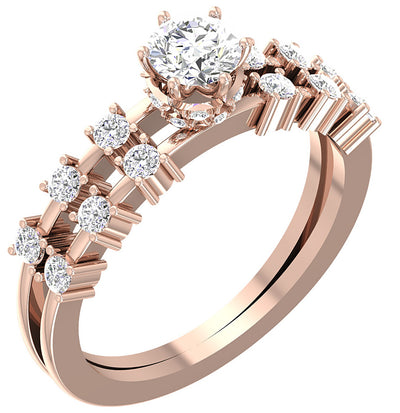 6 Prong Solitaire Engagement Ring I1 G 1.00 Carat Round Cut Diamond 14K Rose Gold Prong Set