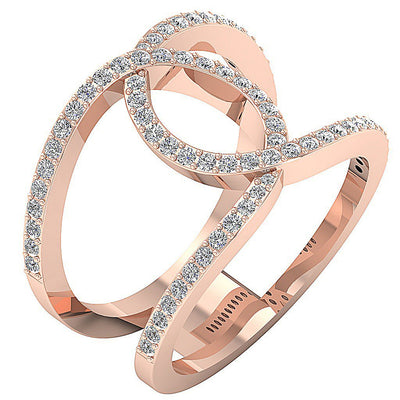 Natural Diamond Designer Engagement Ring SI1 G 0.750 Ct 14K Rose Gold Prong Set 15.45 MM