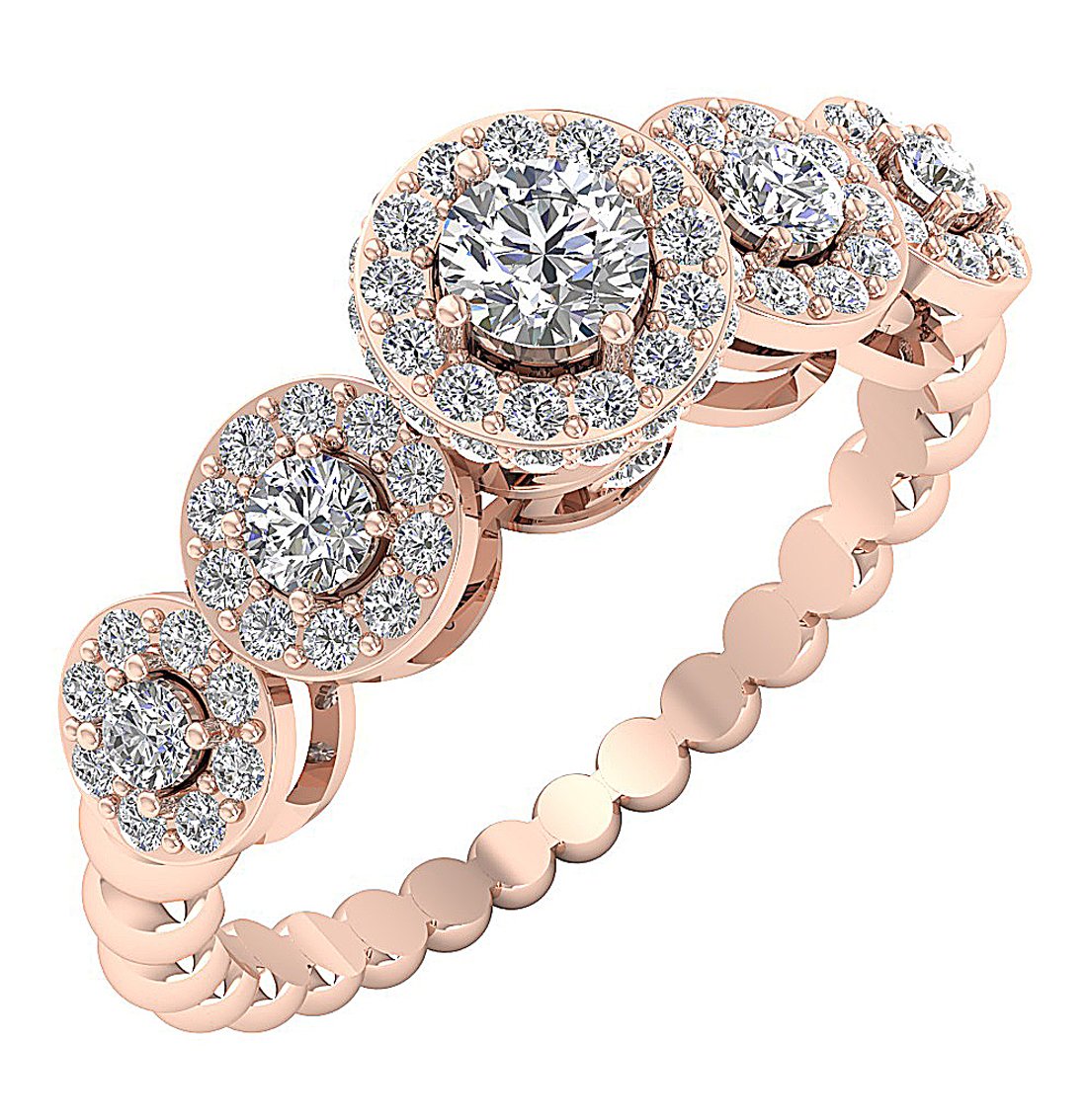 Designer Halo Solitaire Round Cut Diamond Fashion Ring SI1 G 1.10 Ct Prong Set 7.30 MM