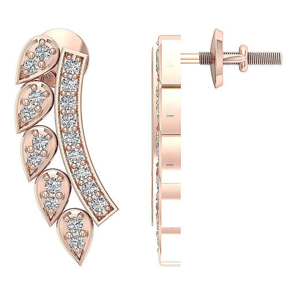 Prong Set Fashion Anniversary Earrings Round Diamond SI1/I1 G 0.45 Ct 18k/14k White Yellow Rose Gold