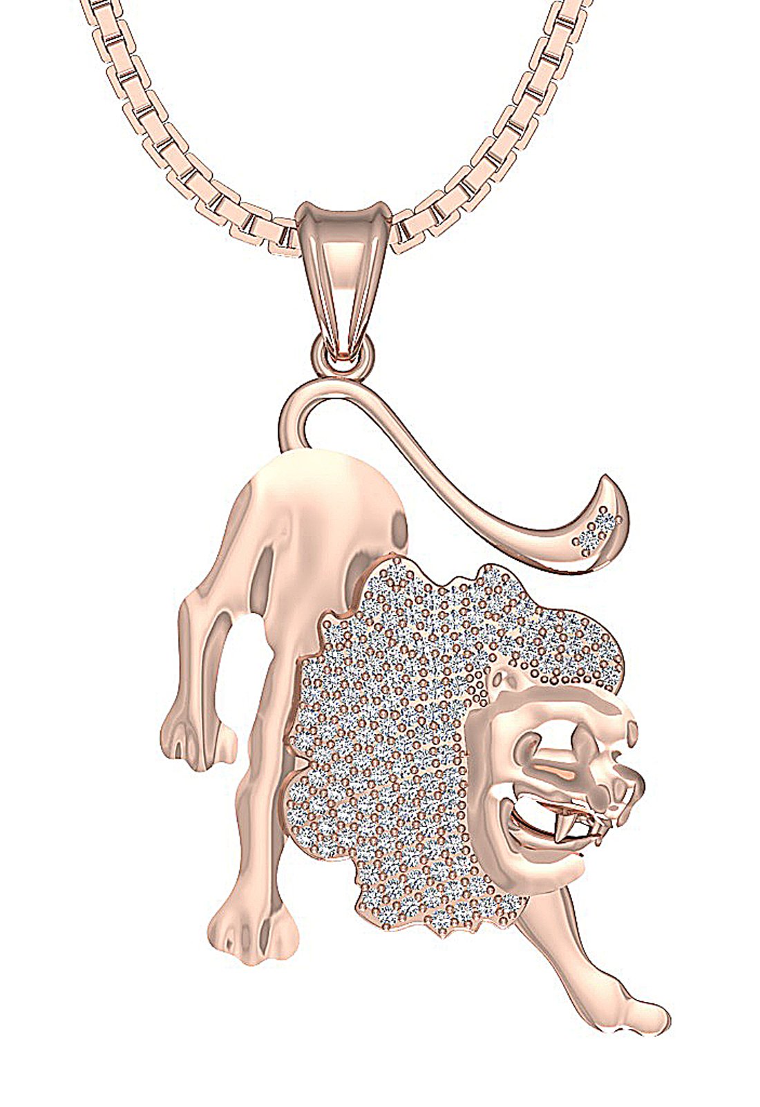 Leo Zodiac Sign Anniversary Pendant Necklace Round Diamond I1/SI1 G 0.60 Ct 14K/18K Solid Gold Prong Set