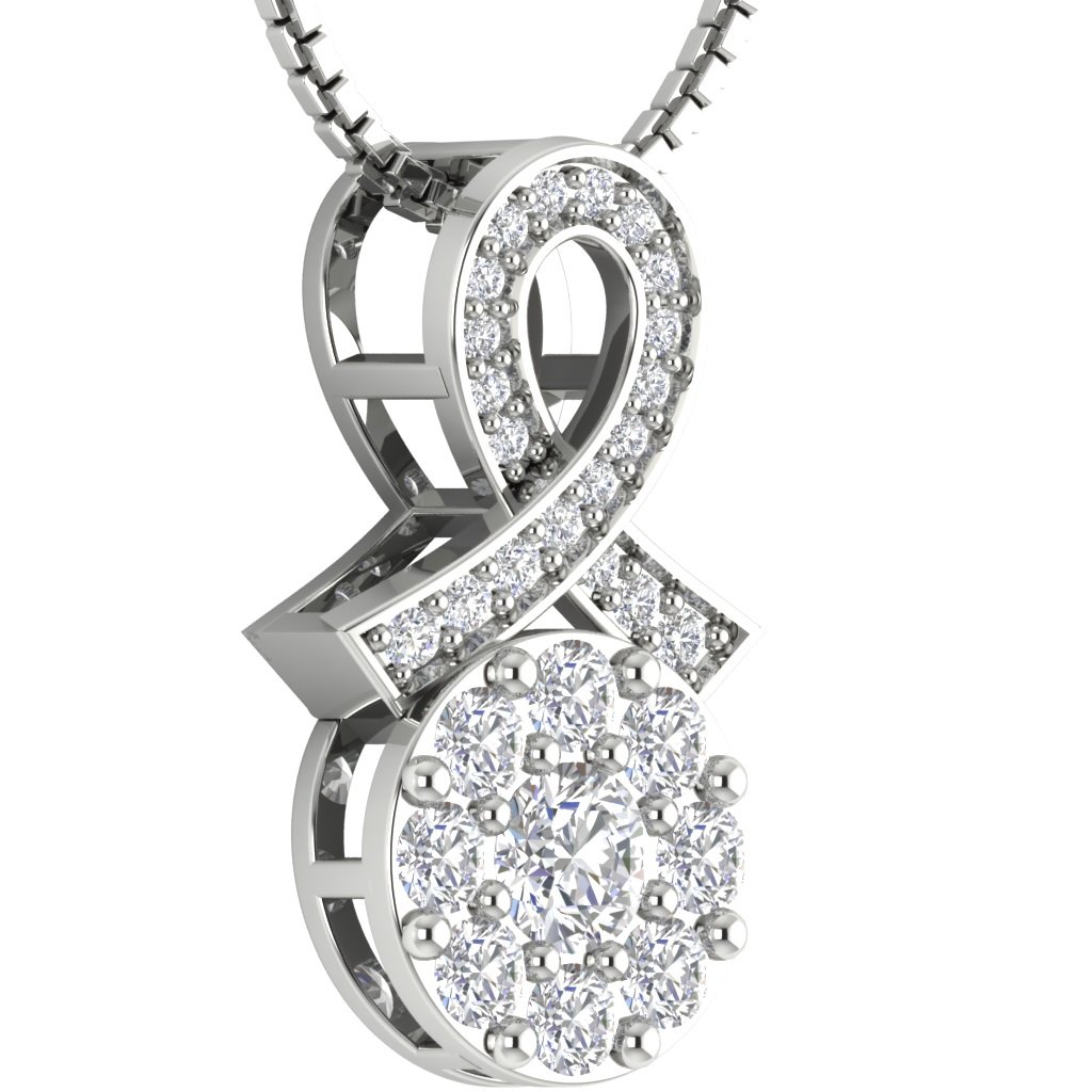 SI1/I1 G 0.85 Carat Genuine Diamond 14k/18k Solid Gold Designer Fashion Pendant