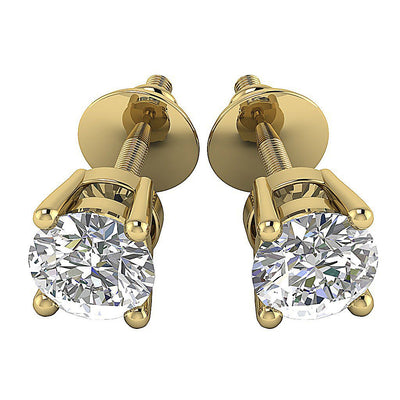Solitaire Studs Earrings SI1 G 0.85 Ct Natural Diamond 14k / 18k Solid Gold
