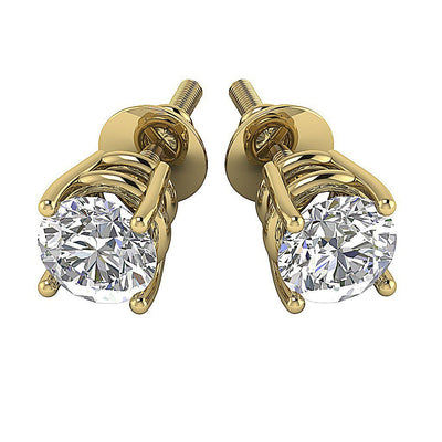 14k/18k Rose Gold Solitaire Studs Wedding Earrings Genuine Diamond SI1/I1 G 1.10 Ct Prong Set