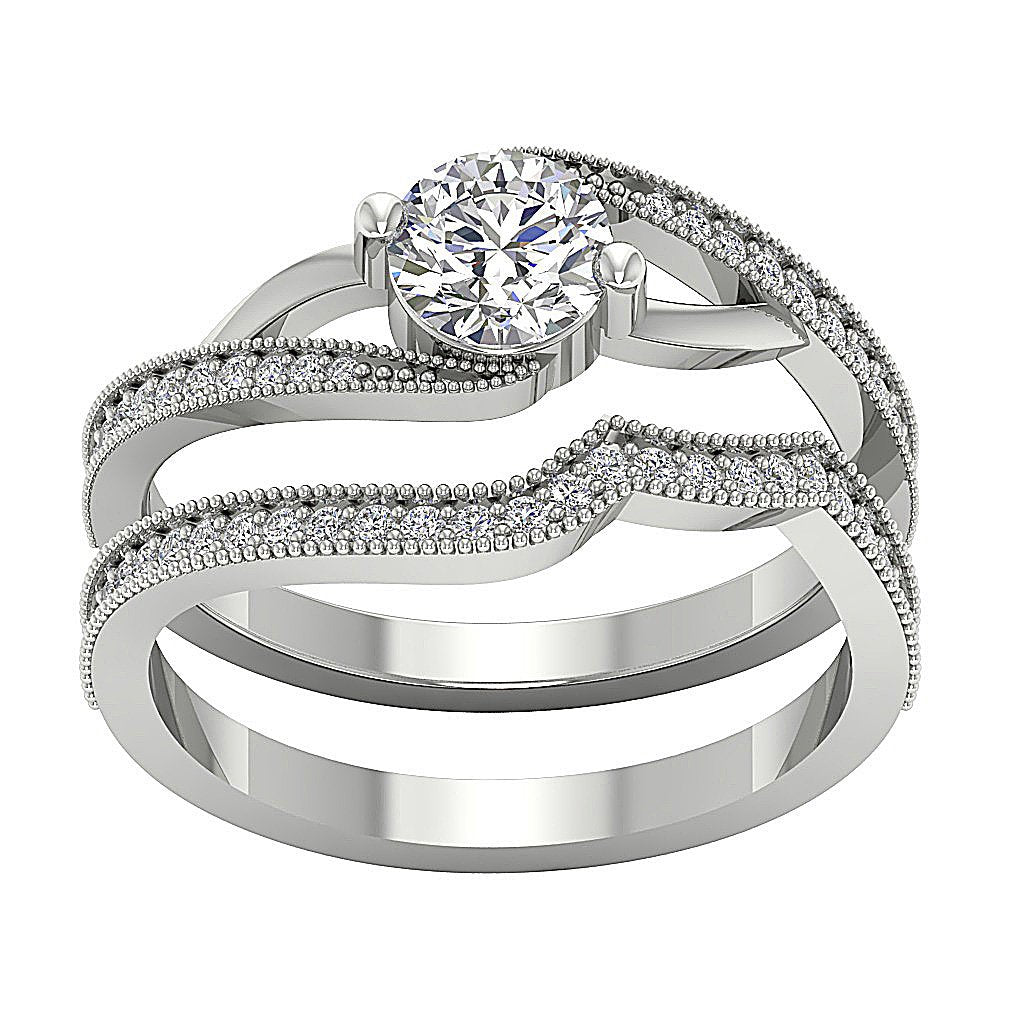 14K Solid Gold Bridal Anniversary Ring Prong Set SI1 G 1.25 Carat Round Diamond 9.20 MM