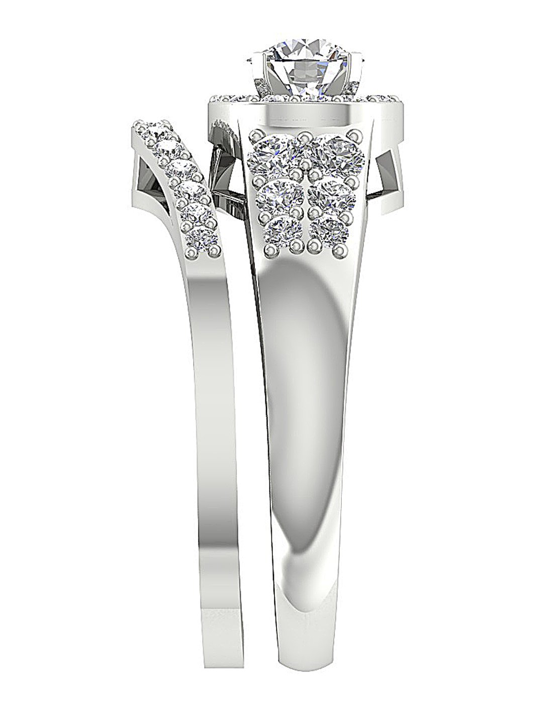 Gold Halo Wedding Band Sets For Womens I1 G 1.55 Ct Natural Diamond