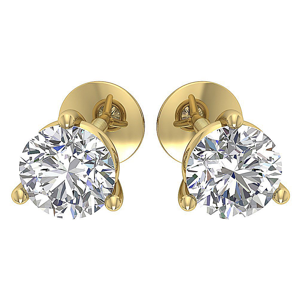Classsic Solitaire Studs Earrings VS F 1.50-2.50 Ct Lab Grown Diamond 14k Solid Gold