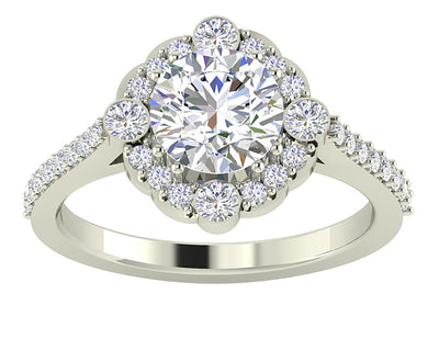 Designer Solitaire Halo Engagement Ring I1 G 2.20 Ct Round Cut Natural Diamond 14K Solid Yellow Gold