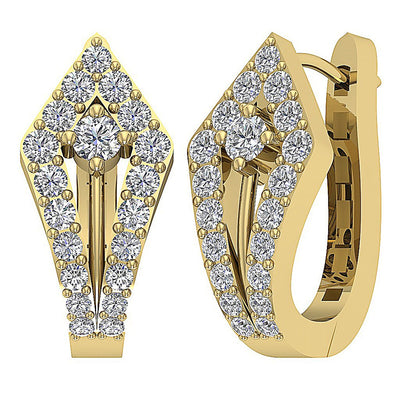 Medium Hoop Wedding Earrings Genuine Diamond VVS1/VS1/SI1/I1 0.90 Ct 18k/14k Solid Gold Prong Set