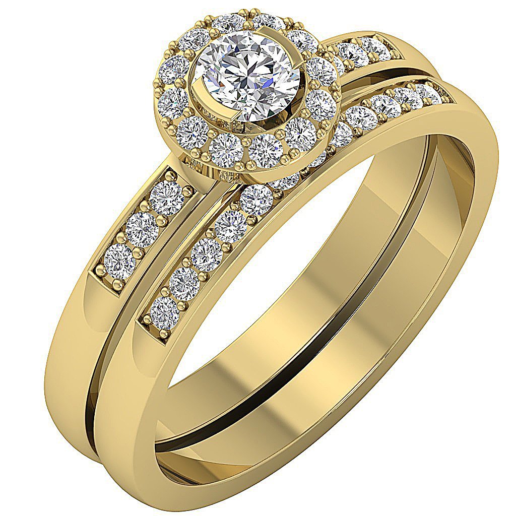 Designer Halo Engagement Ring Natural Diamond I1 G 0.85 Carat