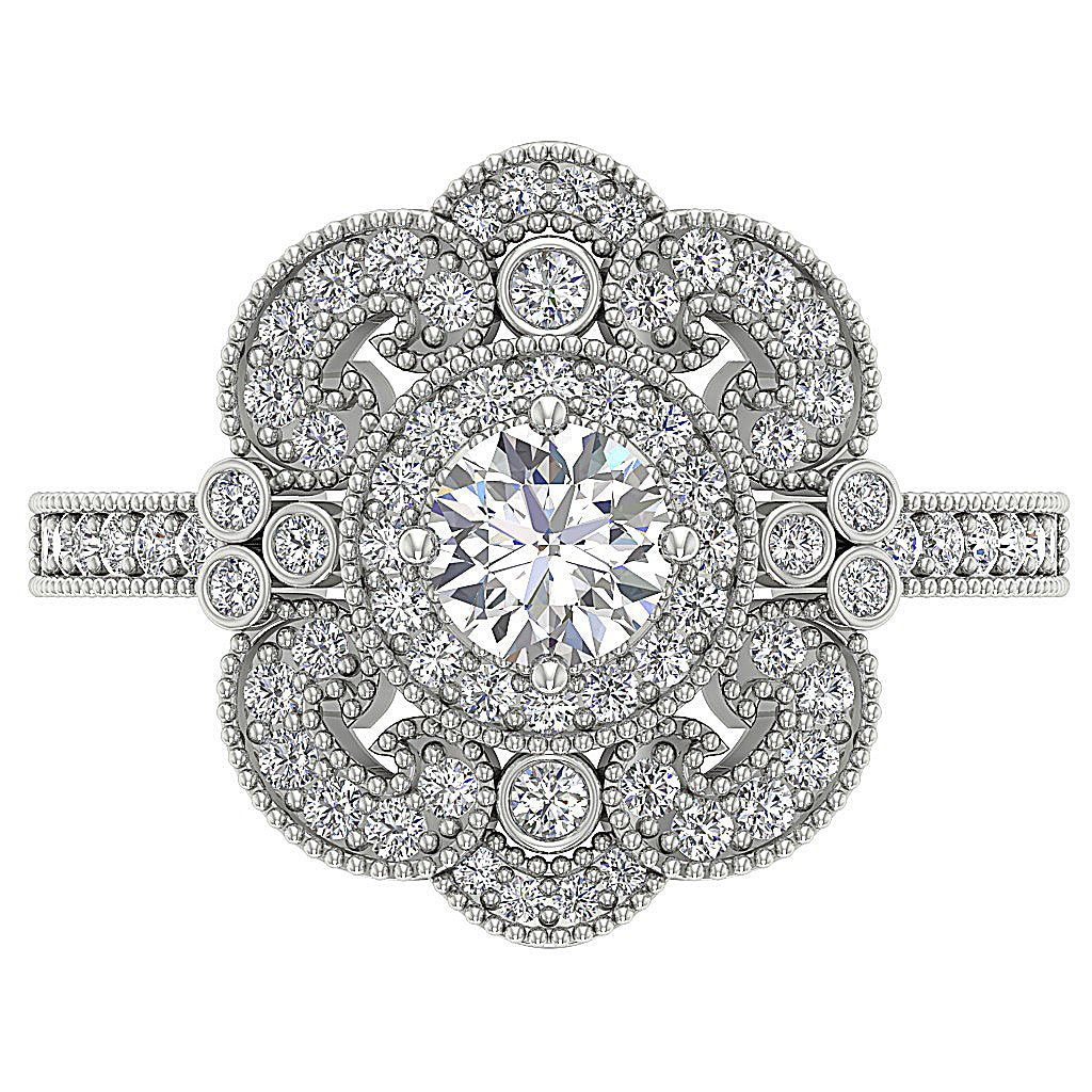 14k Rose Gold Halo Solitaire Anniversary Ring Round Diamond I1 G 1.20 Ct Prong Bezel Set