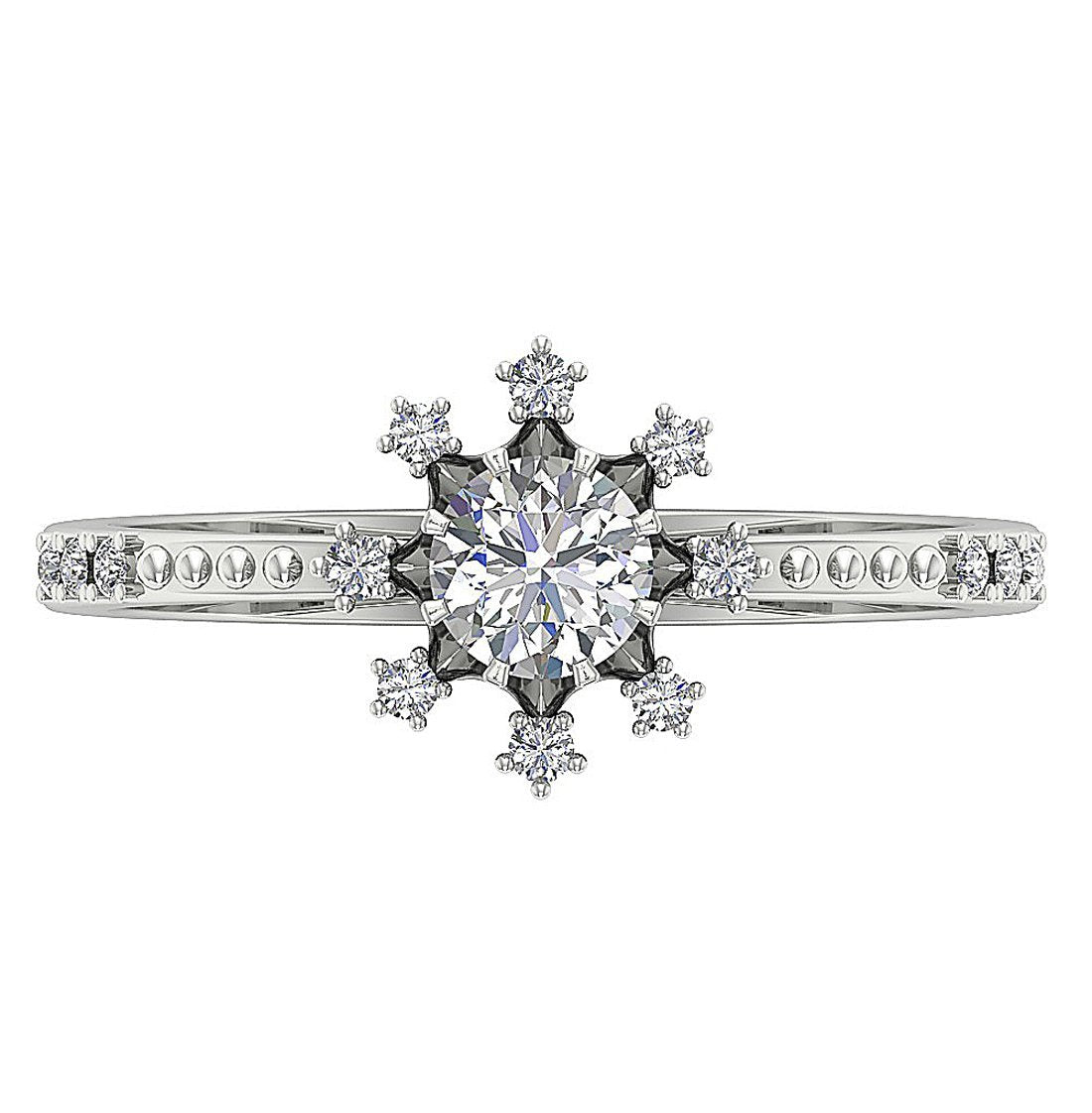 Accent Solitaire Anniversary Ring Round Diamond 14k Yellow Gold I1 G 0.60 Ct Prong Set