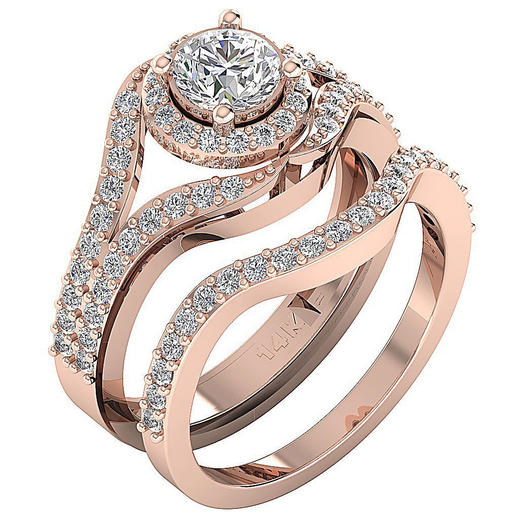 Designer Split Shank Halo Solitaire Wedding Ring SI1 G 1.70 Carat Natural Diamond