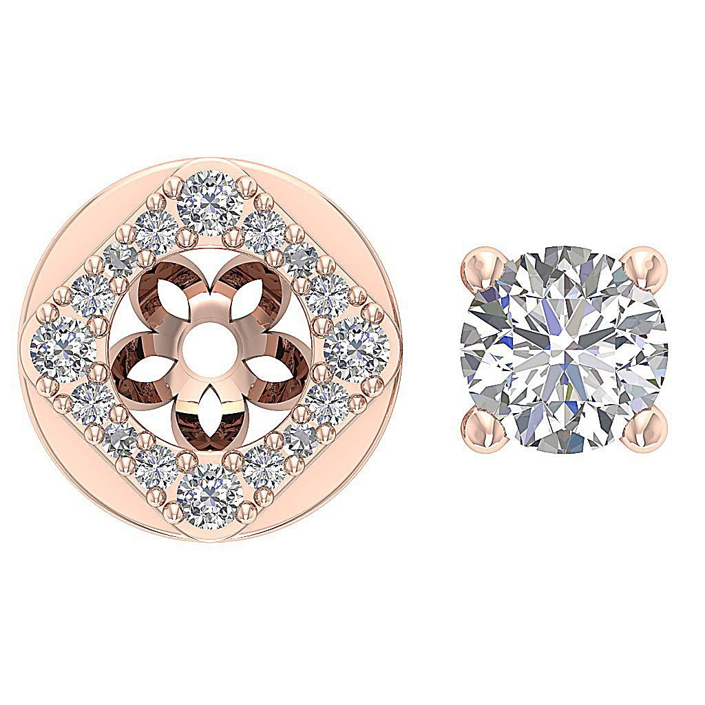 Designer Halo Solitaire Studs Earrings SI1 G 1.50 Ct 14k/18k Solid Gold Natural Diamond