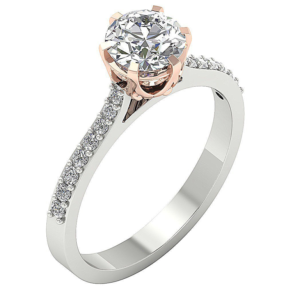 Round Diamond Solitaire Anniversary Ring 14k Two Tone Gold I1 G 1.35 Ct Prong Set 8.60 MM