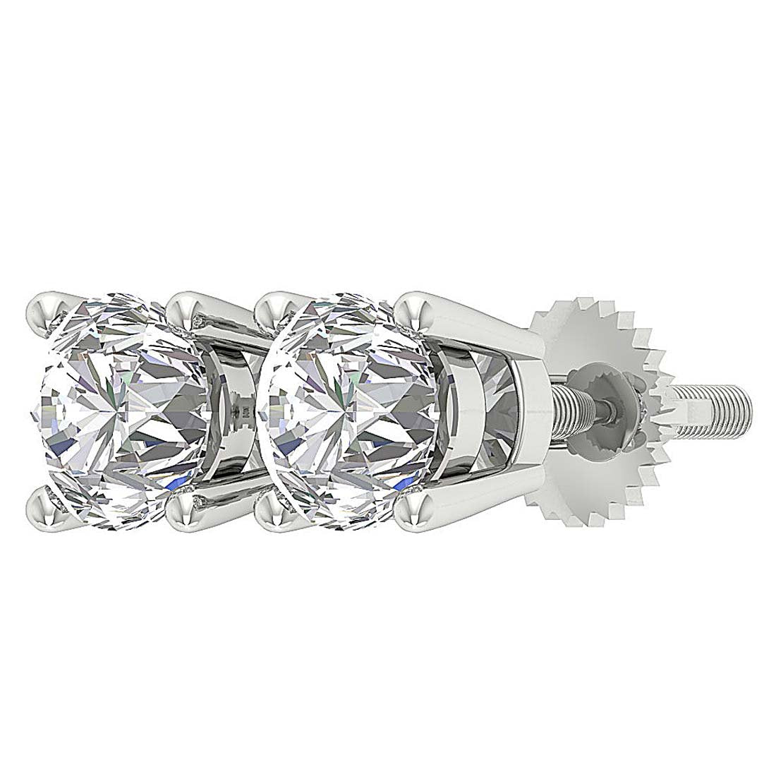Natural Round Diamond Solitaire Studs Earrings I1 G 2.10 Ct 14k Solid Gold Prong Set
