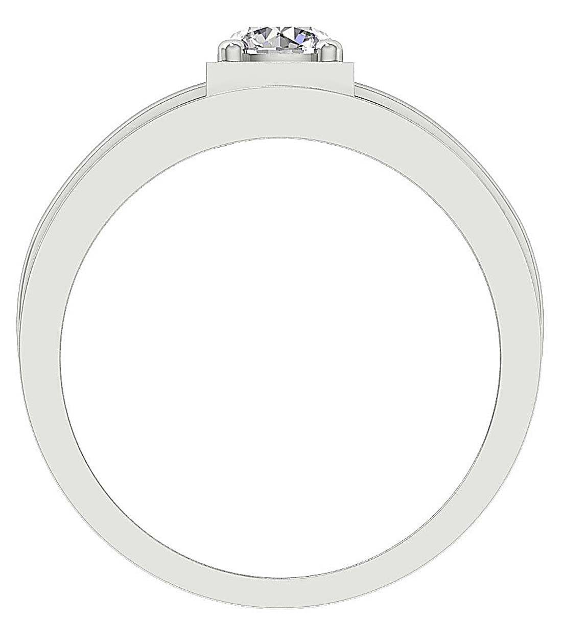 SI1/I1 G 0.75 Ct 14k White Gold Men Solitaire Anniversary Ring Round Diamond Prong Set 6.90 MM