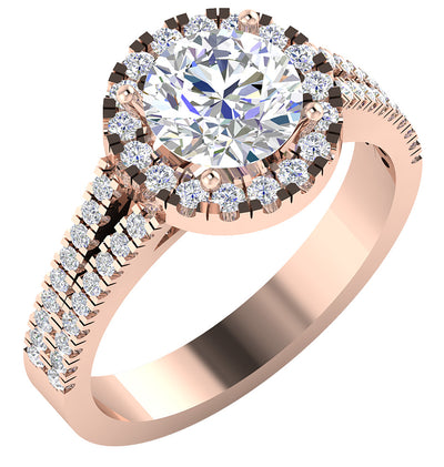 Split Shank Solitaire Halo Engagement Ring I1 G 2.00 Ct Round Diamond 14K Solid Rose Gold