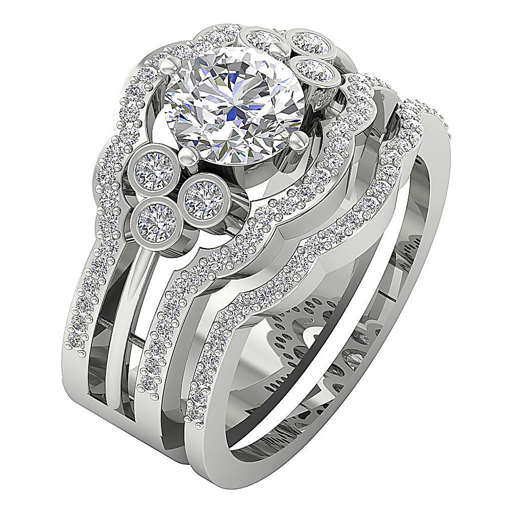 The Jose Beautiful Round Cut Diamond 14K White Gold Prong Bezel Set Br