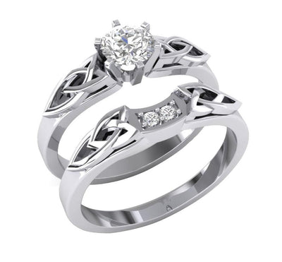 Engagement Ring Wedding Band Set I1 G 0.60 Ct Genuine Diamond 14k White Gold